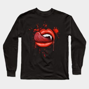 Vampire lips vamp teeth Long Sleeve T-Shirt